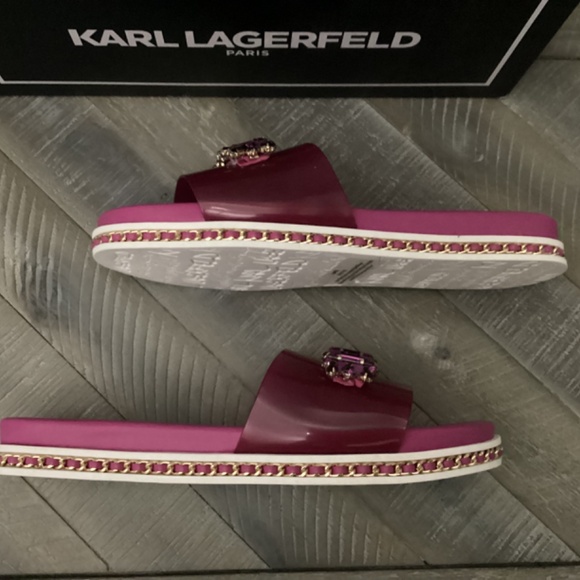 KARL LAGERFELD PARIS Women's Bijou Embellished Slide Sandals, size 6.5 - Picture 5 of 10